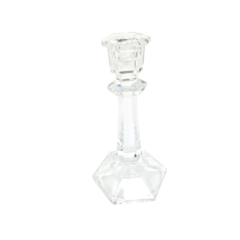 Crystal‎ Candle Stick Holder (1) 7 Inches Tall Unbranded Pre-Owned